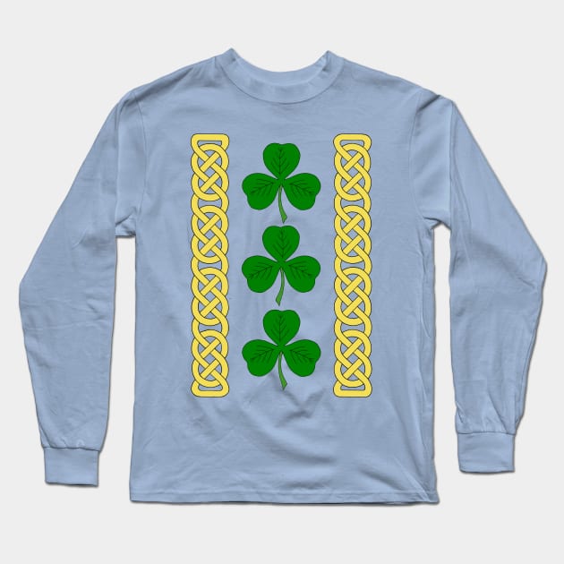 Shamrock Trio and Knotwork Bands Long Sleeve T-Shirt by AzureLionProductions